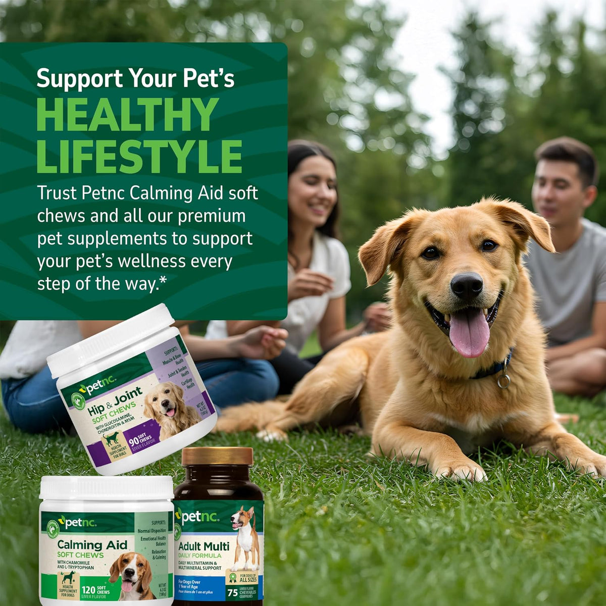 PetNC Calming Aid Soft Chews for Dogs (120 Count)
