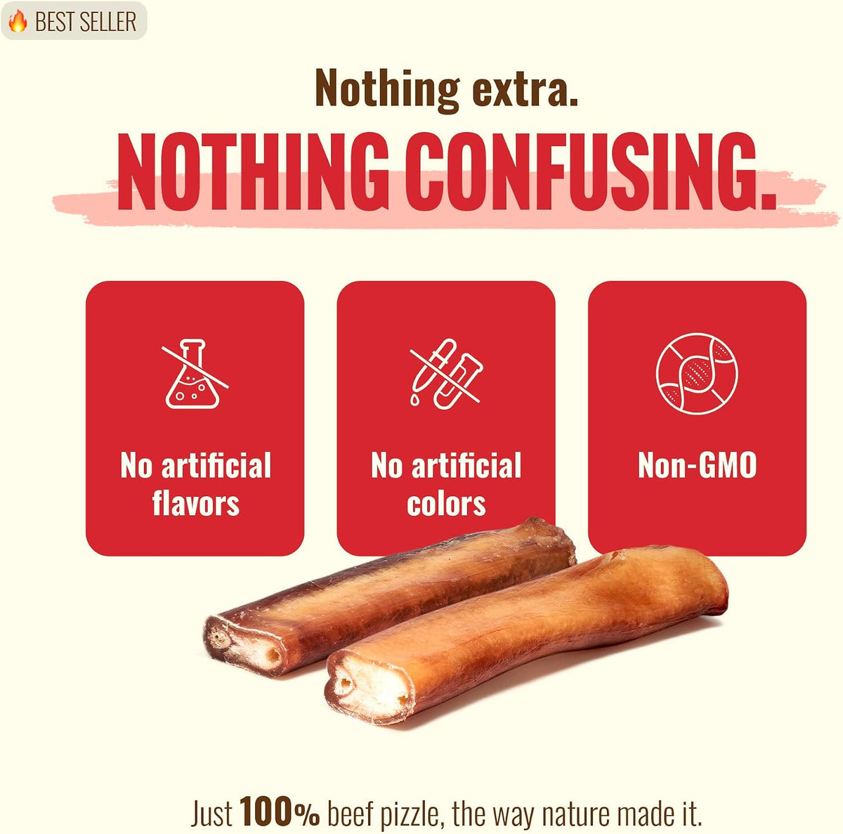 Natural Farm Extra-Thick Beef Bully Sticks (10-Pack)