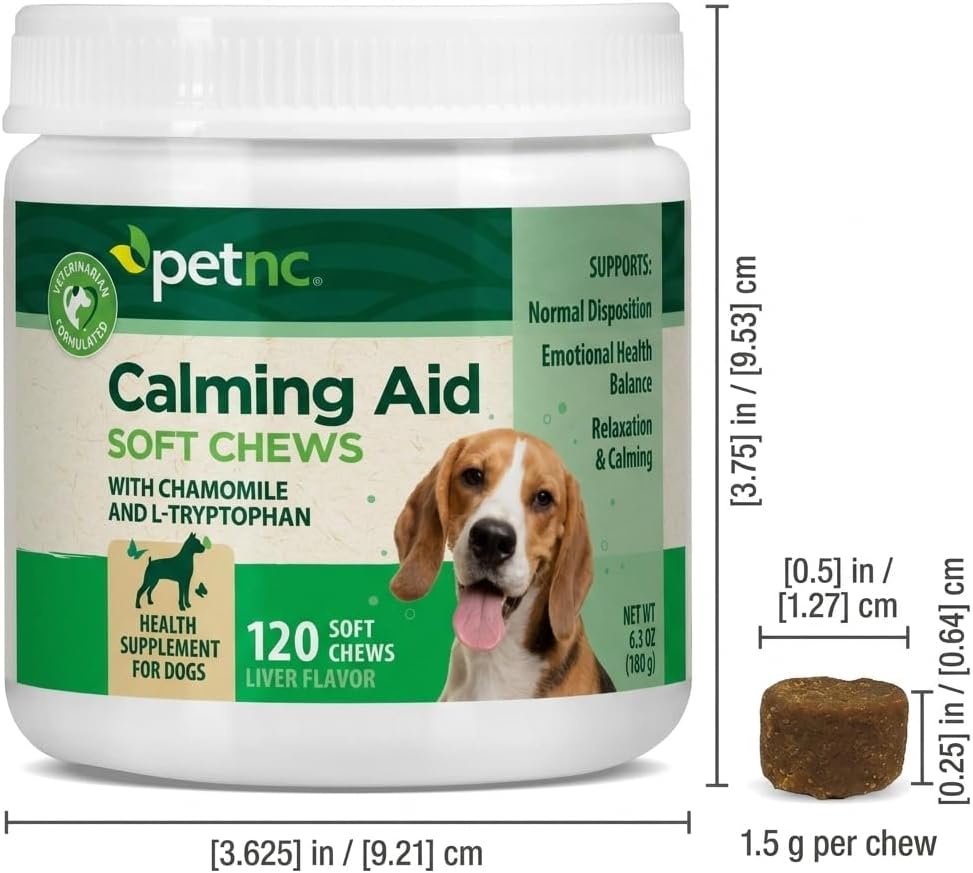 PetNC Calming Aid Soft Chews for Dogs (120 Count)