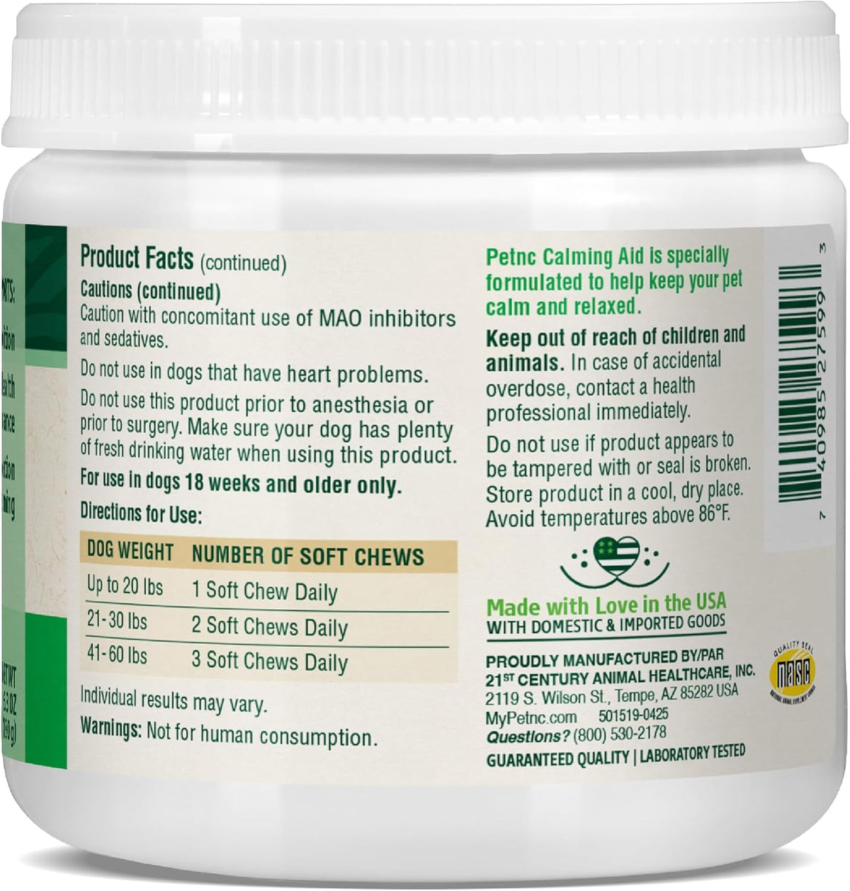 PetNC Calming Aid Soft Chews for Dogs (120 Count)