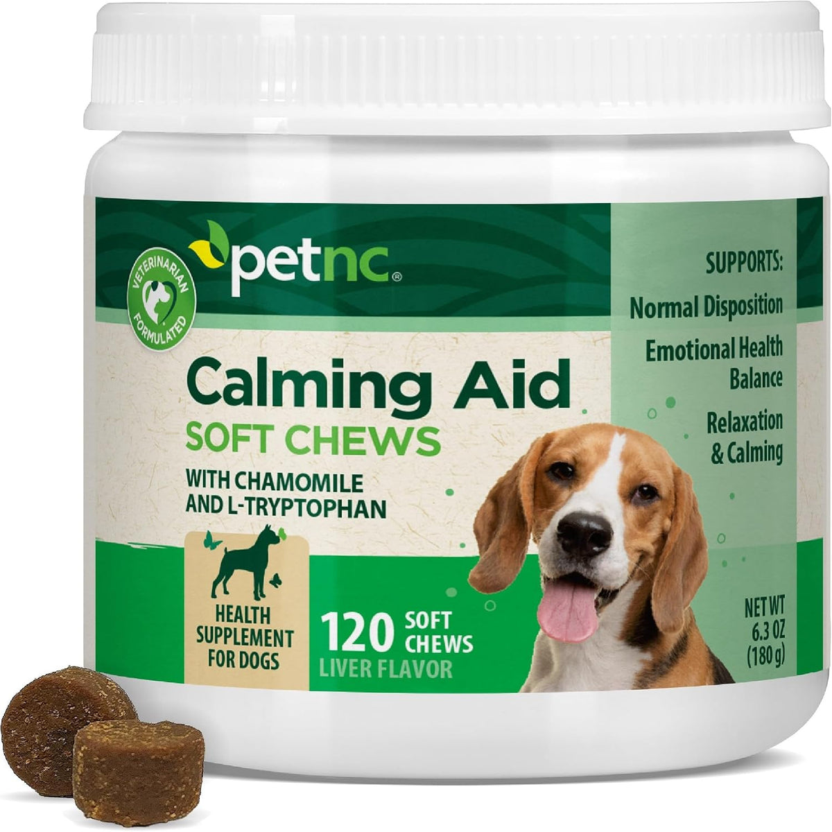 PetNC Calming Aid Soft Chews for Dogs (120 Count)