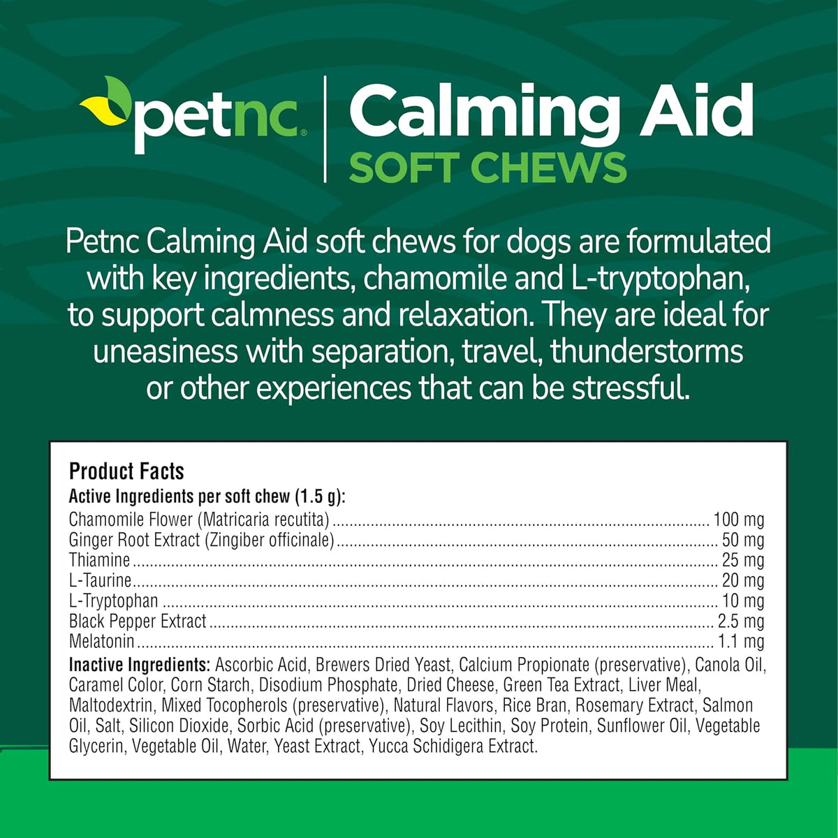 PetNC Calming Aid Soft Chews for Dogs (120 Count)