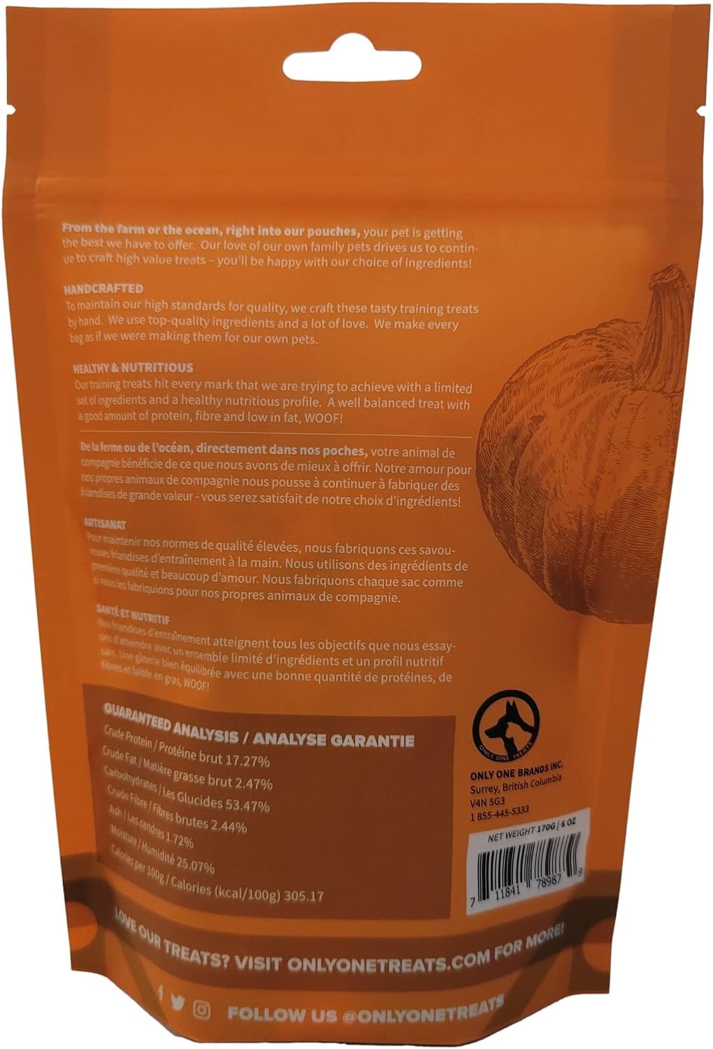 Only One Treats Soft Pumpkin Dog Training Treats (3 x 170g)